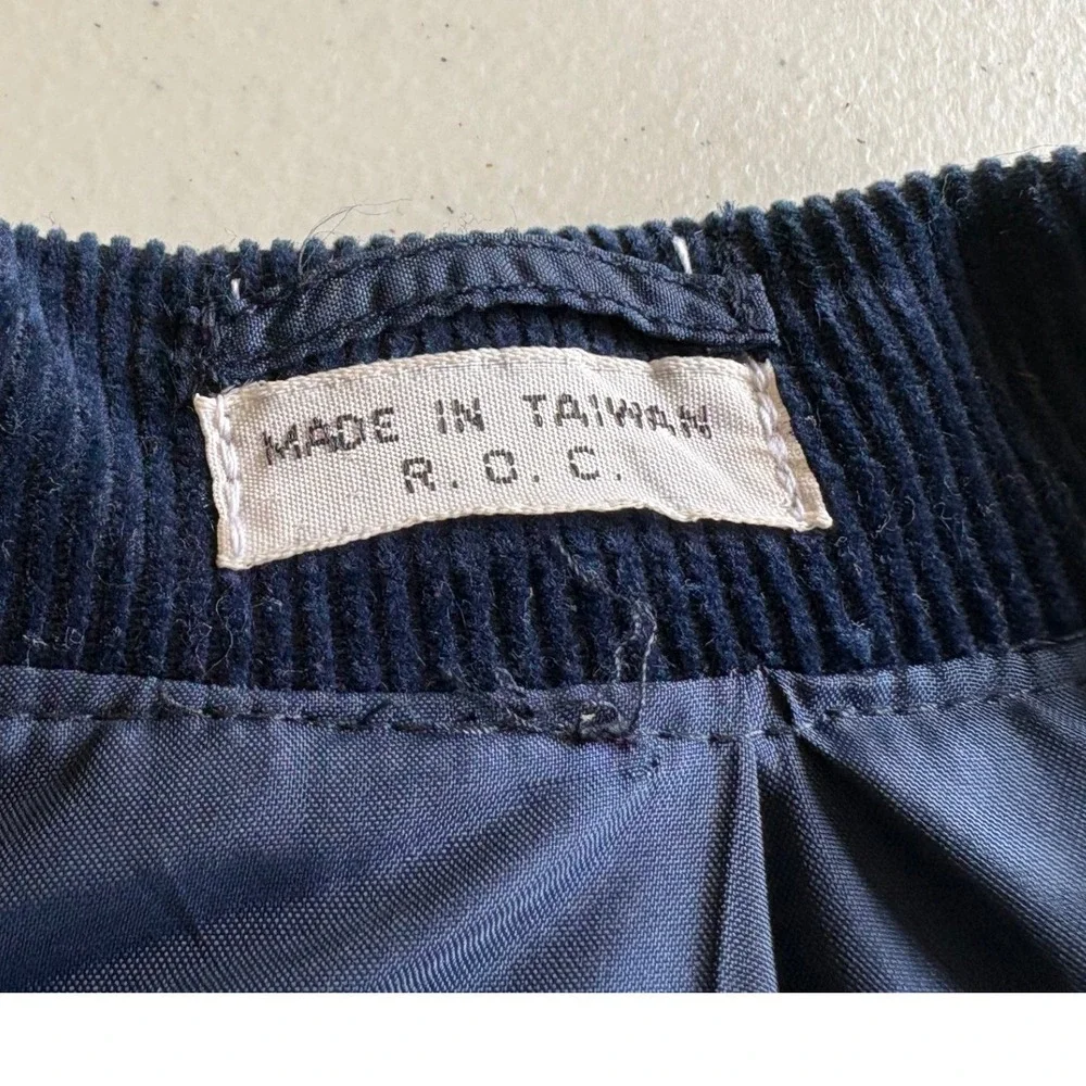 Vintage Navy Blue Corduroy Blazer Women's Small Tailored Jacket Preppy Academia